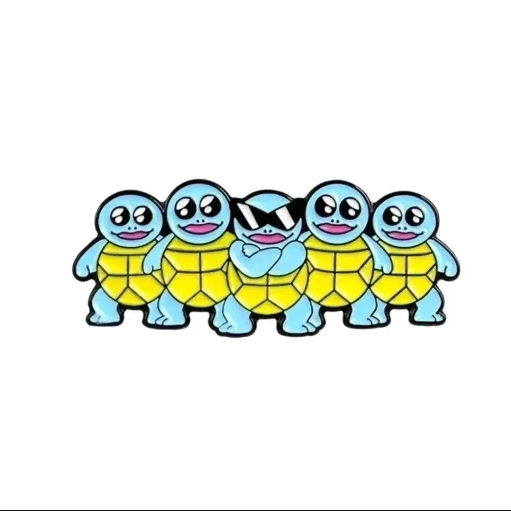 Squirtle funny enamel pin brooch pokemon collector blue yellow large design